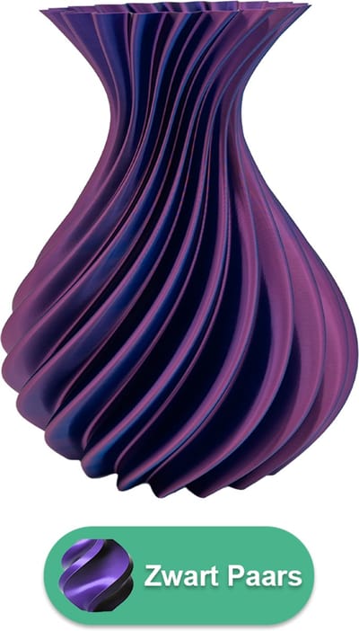 Veluro design vaas – Decoratieve vaas - Zwart / Paars - 3d geprinte vaas – geschikt voor droogbloemen - 30CM
