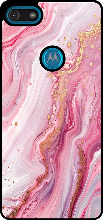 Smartphonica Telefoonhoesje Geschikt voor Motorola Moto E6 Play met marmer opdruk - TPU backcover case marble design - Roze geschikt voor Motorola Moto E6 Play