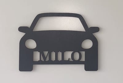 Gepersonaliseerd Houten Auto Naambordje – Voeg Snelheid toe aan de Kinderkamer! - zwart - 15x20cm