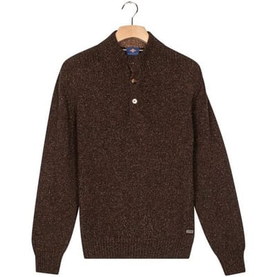 Baileys Trui Placket Buttons Single Knit Multicolor Donker Bruin / male