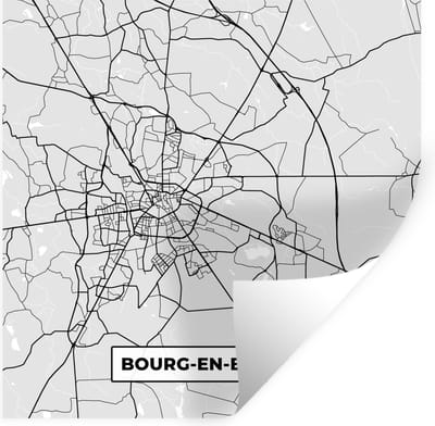Muurstickers - Sticker Folie - Kaart – Stadskaart – Bourg-en-Bresse - Plattegrond – Frankrijk - 100x100 cm - Plakfolie - Muurstickers Kinderkamer - Zelfklevend Behang XXL - Zelfklevend behangpapier - Stickerfolie