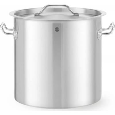 HENDI Kookpan hoog - roestvast staal met aluminium sandwichbodem - met deksel en stoomgaatjes - 17 liter - 28x28 cm - zilverkleurig - voor alle warmtebronnen