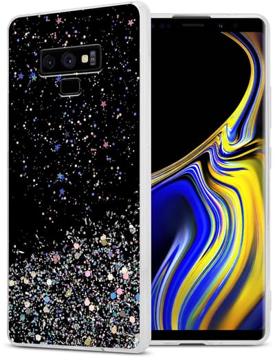 Cadorabo Hoesje geschikt voor Samsung Galaxy NOTE 9 in Zwart met Glitter - Beschermhoes van flexibel TPU silicone met fonkelende glitters Case Cover Etui
