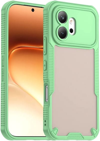 Hoesje geschikt voor HONOR 600 - Phonesta Shockproof Armor Semi-Transparante Back Cover - Groen