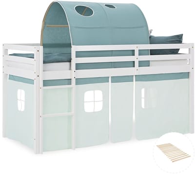 Homestyle4u Hoogslaper - 90x200 cm - met lattenbodem - Groen/Mint
