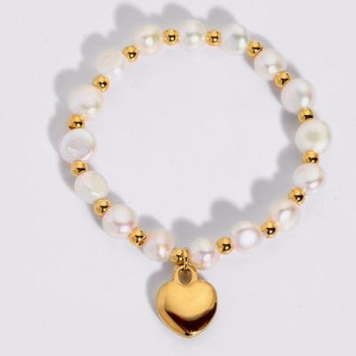 Zoetwaterparel Armband met Hartvormige Bedel | Twinolo