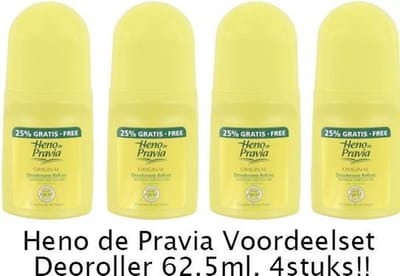 Heno de Pravia - 62,5 ml - Deodorant - 4 st - Voordeelverpakking