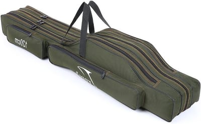 Draagbare Opvouwbare Vissershengel Drager, Canvas Opbergtas voor Hengels en Visgerei (3 Laags) 120CM, Ideaal voor Vissers en Outdoor Activiteiten