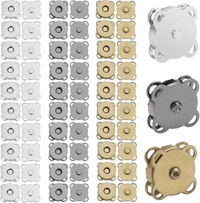 30 stuks magneetknopen om aan te naaien, 3 kleuren magneetknopen, 14 mm magneetsluiting, magnetische drukknopen, metalen magneetknopen voor tassen, portemonnees, schooltassen, kleding en kunsthandwerk
