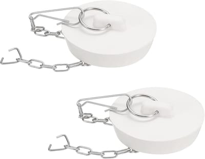 Badstoppers Rubber - Afvoerstop Keuken - Water Dicht Maken - Met Ketting - 53-55 mm - Wit
