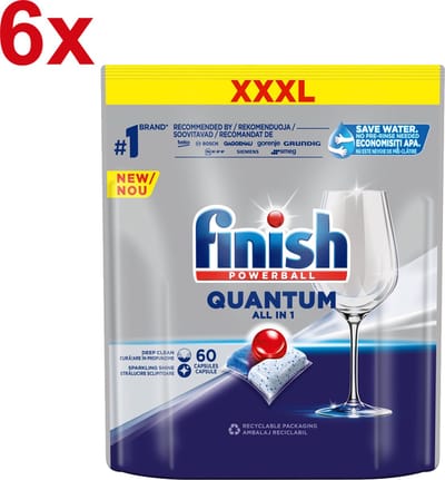 Finish - PowerBall - Quantum - All in 1 - Vaatwastabletten - 360 Capsules - Voordeelverpakking