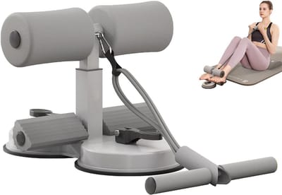 Sit Up Bar - Buikspier Trainer - Thuis Trainen - Dubbele Zuignap Stabiliteit - Verstelbare Hoogte - Grijs