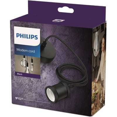 Philips hanglamp Vintage, E27-fitting zwart