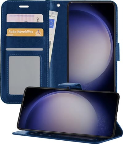 Hoesje - Geschikt voor Samsung Galaxy S23 - Luxe Bookcase - Walletcase Hoes - Portemonnee - Cover - Telefoonhoes - Donkerblauw