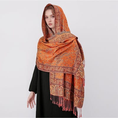 Châle Pashmina de Luxe Automne Cachemire Dame Enveloppant Écharpes Chaudes d'Hiver Design Imprimé Foulard Féminin Écharpe Étoles Coton 190x70cm brown