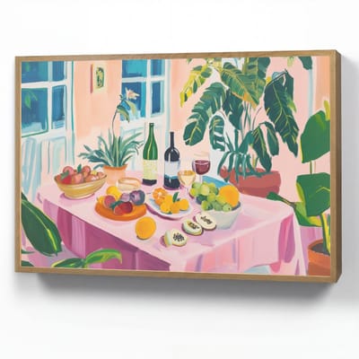 Wandlamp 90x60 cm - Oplaadbaar - Tafel - Wijn - Fruit - Wandlampen binnen woonkamer - Slaapkamer lamp - Decoratieve nachtlamp - Vloerlamp draadloos