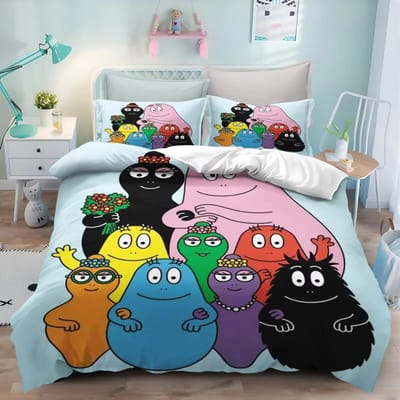 Nieuwe 3D Print Cartoon L-Les & B-Barbapapa Beddengoedset Dubbel Eenpersoons Kingsize Dekbedovertrek Dekbed Kussensloop Jongens Meisjes Volwassenen Slaapkamer 70x133cm 2pcs