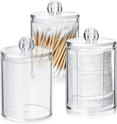 Set van 3 Opbergdozen voor Wattenstaafjes en Wattenbollen - Organizer voor Badkamer en Make-up Tafel, Accessoires en Cosmetica
