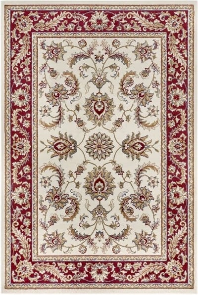 Flycarpets Klassiek Creme / Rood Vloerkleed Reni - Deurmat 57x90 cm - Oosters motief - Perzisch Tapijt Laagpolig