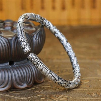 Nouveau Bracelet en argent pur S925 pour femmes, Bracelet ouvert solide rétro de Style National pour hommes, cadeau de bijoux en argent personnalisé pour les amoureux gray