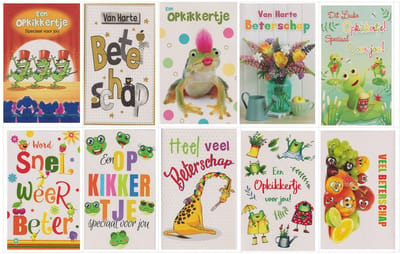 10 Wenskaarten 5x Beterschap en 5X Opkikkertje - 2025-106 - Gratis verzonden
