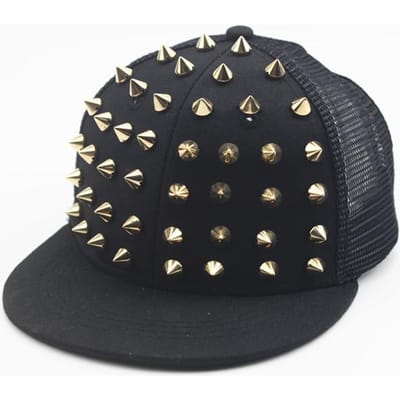 Heren en Dames Klinknagel Platte Pet Punk Rock Hip Hop Stud Baseballpetten snapback pet outdoor gorras para hombres casquette homme (as the picture,Adjustable) black