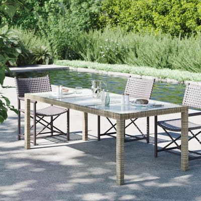 Tuintafel - Outdoor tafel - Buiten dineren - Gehard glas blad - 190x90x75 cm - Grijs