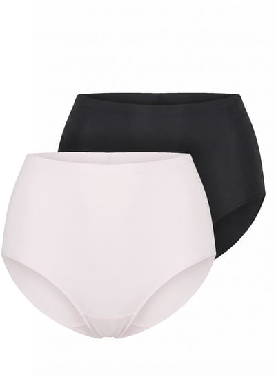 Ulla Popken - Dames - Pantybroekje set van 2 hoge taille shapewear - Roos - Maat 42+