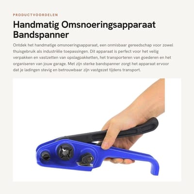 Dailygoods- Omsnoeringsapparaat Handmatig - Bandspanner - Omsnoeringsspanner - Kunststof/Stalen Spanrol - Geschikt voor PP/PET Band 16-19mm - Multifunctioneel Gebruik