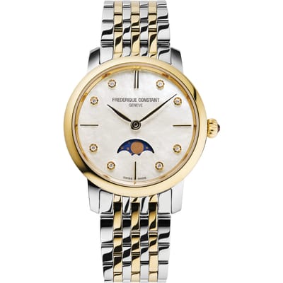 Frédérique Constant Slimline Moonphase FC-206MPWD1S3B Horloge - Staal - Multi - Ø 30 mm