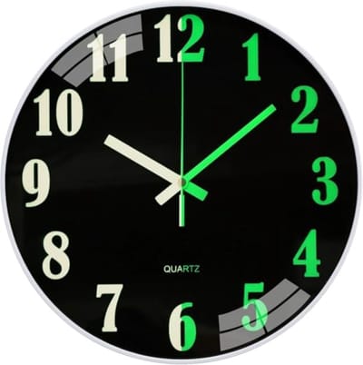 PromoHome Lichtgevende wandklok 30 cm, Glow in the Dark, stille niet-tikkende ronde klok voor thuis, slaapkamer, woonkamer, keuken