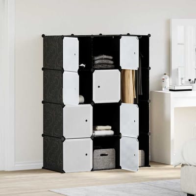 vidaXL - Kast - met - 9 - vakken - modulair - 109x36,5x143 - cm - zwart - en - wit