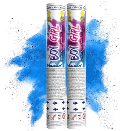 Vulcan Gender Reveal Powder Kanon - Blauw voor Jongen - Set van 2