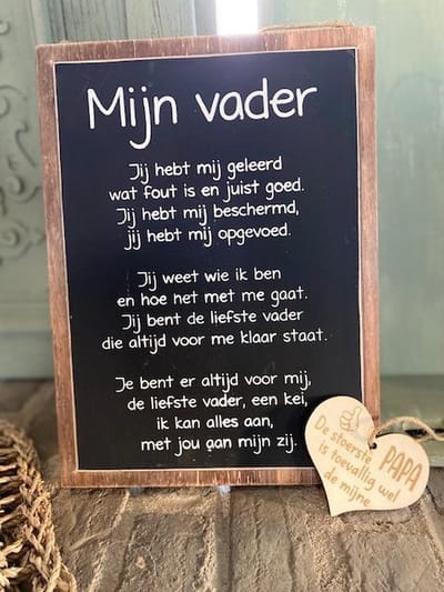 Creaties van Hier - Tekstbord mijn vader inclusief houten hartje papa - 30x22 cm - natural-black - mooie tekst - moederdag - verjaardag - cadeau - landelijk stoer en sfeervol