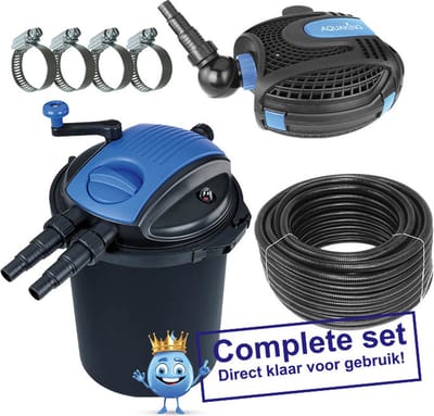 Aquaking Drukfilter Pf² 30 NG Vijverfilter Complete Set Incl. Vijverpomp, Waterslang & RVS Slangklemmen - UV Lamp - Vijverpomp - Vijverfilter - UV Lamp Vijver - Vijverpomp voor in Vijver