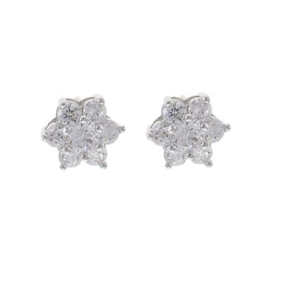 Behave - Oorknoppen dames - zilverkleur bloem kristal - feestelijke look