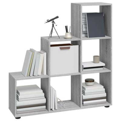 vidaXL - Boekenkast - trapvormig - 107 - cm - bewerkt - hout - grijs - sonoma - eiken