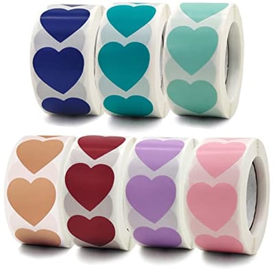 Hartvormige Stickers - Liefdes Decoratie - Cadeau Decoratie - Zelfklevend Papier - 3500 Stuks - Veelkleurig