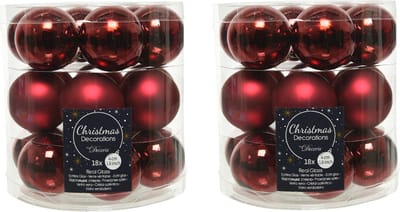 Decoris Kleine kerstballen - 36x st - donkerrood - D4 cm - glas - kerstversiering