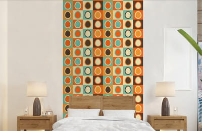 Behang - Fotobehang Retro - Patronen - Ei - Breedte 120 cm x hoogte 240 cm