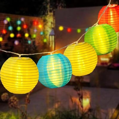 Batterijgevoede Lampion met 10 LED Fairy Lights van 1.5 m voor Binnen en Buiten, Waterdicht en Kleurrijk voor Tuin, Balkon en Bruiloft Decoratie