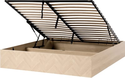 ETEL - Bed met opbergruimte - Lichtbruin - 180 x 200 cm - MDF