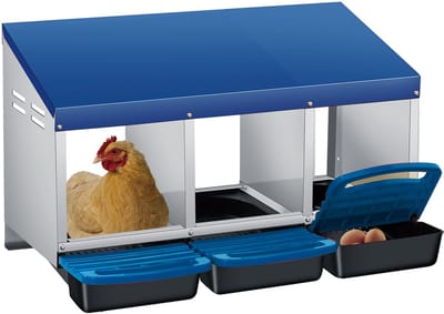 Kippenlegnest - Nistkast voor Kippen - Voor Buiten en Pluimvee - 79,5x48x47 cm - 3 Afdelingen - Blauw