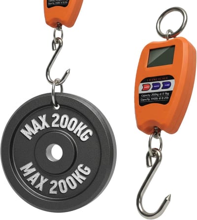 KZQ Digitale Hanggewichtsschaal 200kg 440lbs - Led Display Kranen Schaal Voor Vissen Bagage En Boerderij - Aluminium Behuizing - Oranje