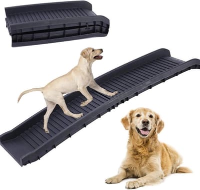 Hondenhelling Opvouwbaar - Dieren Oprit - Veilig Instappen - Antislip Oppervlak - 156 cm Lengte - Zwart