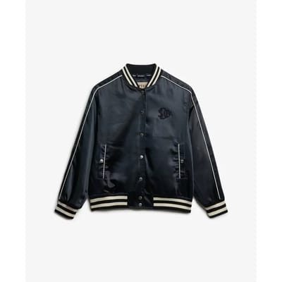 Superdry Varsity Satin Bomberjack Blauw,Grijs 2XS Vrouw