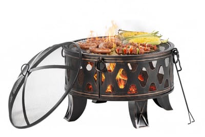 Vuurschaal - Ø 66 cm - met bbq rooster - vonkenscherm - pook