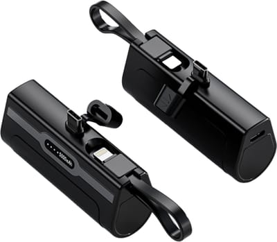 Phreeze Mini PB01 - Powerbank 5000 mAh - Powerbank geschikt voor iPhone - Powerbank met oplaadkabel & connector - Klein - Nood Powerbank