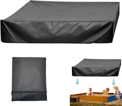 Waterdichte zandbakafdekking, 150 x 150 x 20 cm, Oxford-weefsel, zandbakafdekking met trekkoord, waterdichte afdekking voor zandzwembad, tafel, meubels