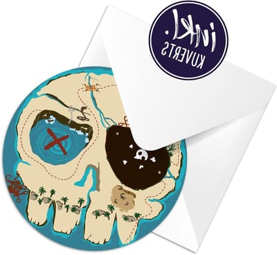 SnelShoppen - 12 Kinder Verjaardagsuitnodigingen Piraten Thema met Enveloppen - 14,8 cm Diameter - Voor Jongens en Meisjes - Perfect voor Verjaardagsf